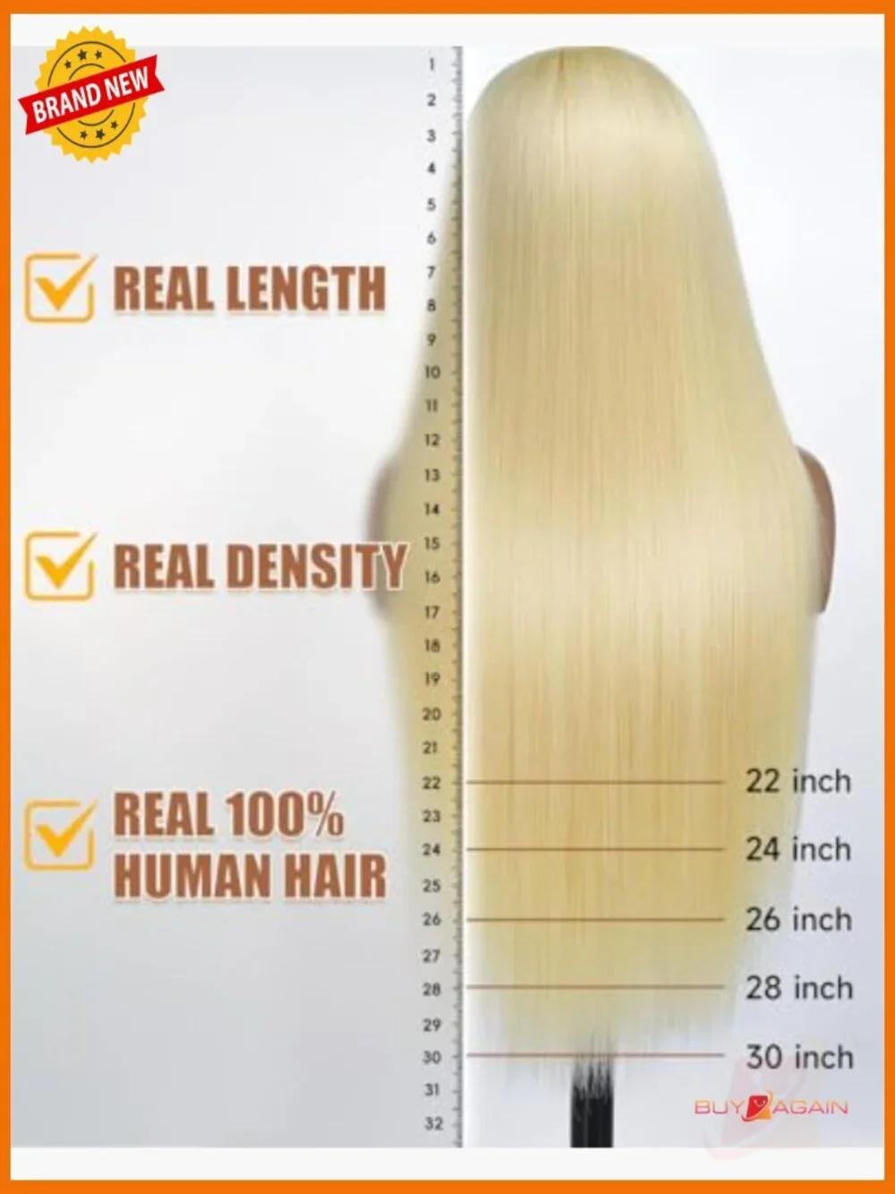 30 Inch 613 Lace Front Wig Human Hair Straight 200 Density HD Lace Pre Plucked